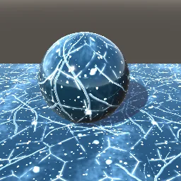 Recorded render of Cracked lake ice with bubbles and skate scratches