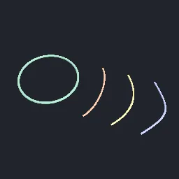 Recorded render of NURBS curves with exact circles and conics