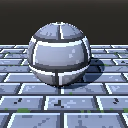 Recorded render of Pixel-art stone brick wall with bevels and moss